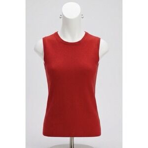 Valerie Stevens 100% Cashmere Shell Sweater Vest Red Soft Minimalist Size M